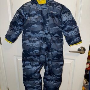Toddler Columbia Navy and Yellow Patterned Snowsuit